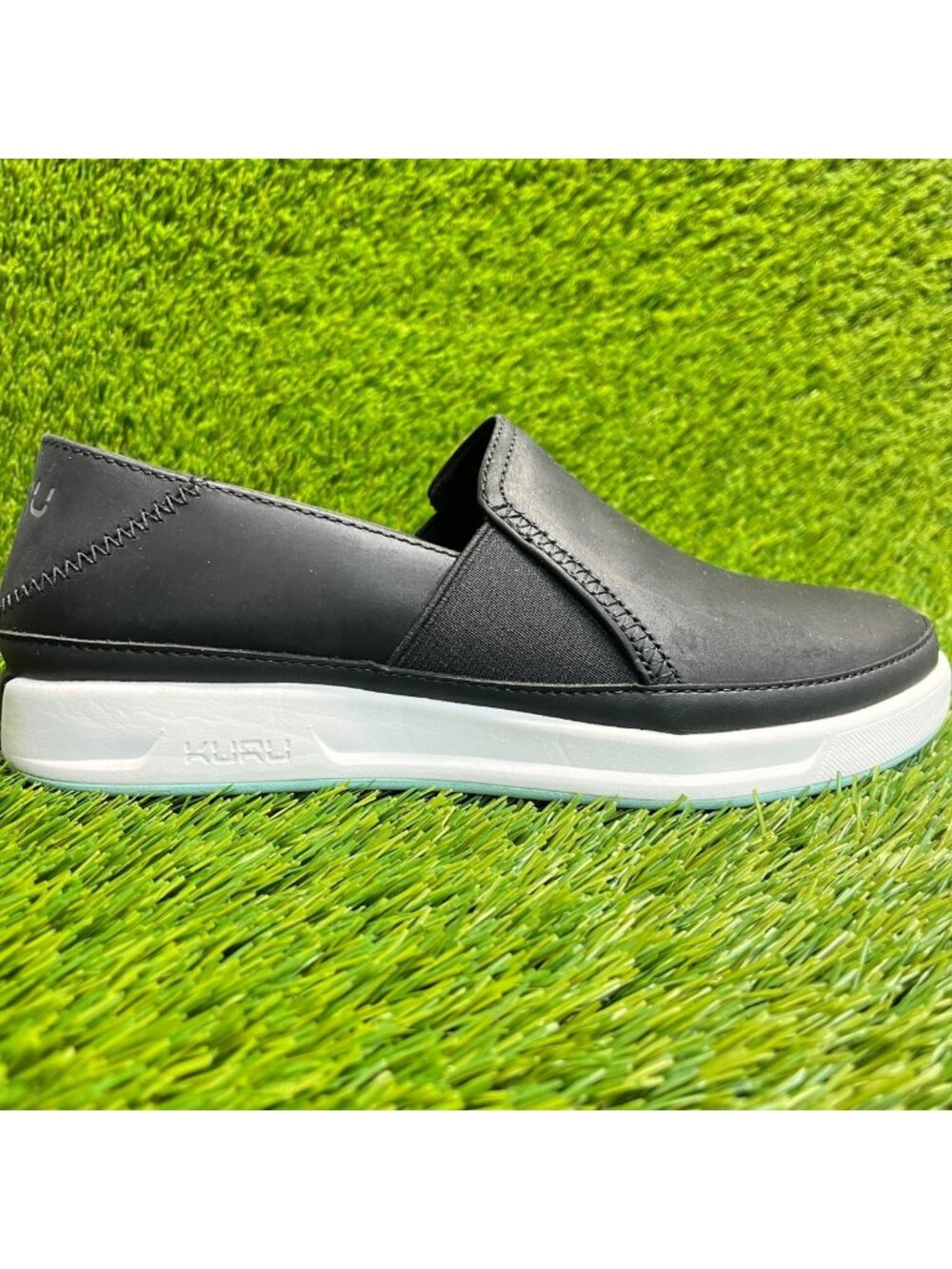 Kuru Roam Atla Womens Size 8‎ Black White Casual Walking Leather Slip-On Shoes